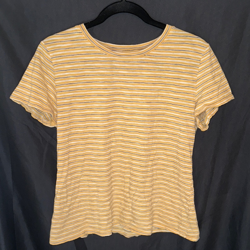 LC Lauren Conrad Yellow Striped Short Sleeve Tee